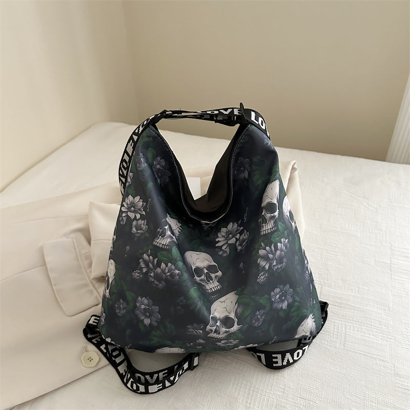 Skull Personality Large Capacity Nylon Shoulder Bag