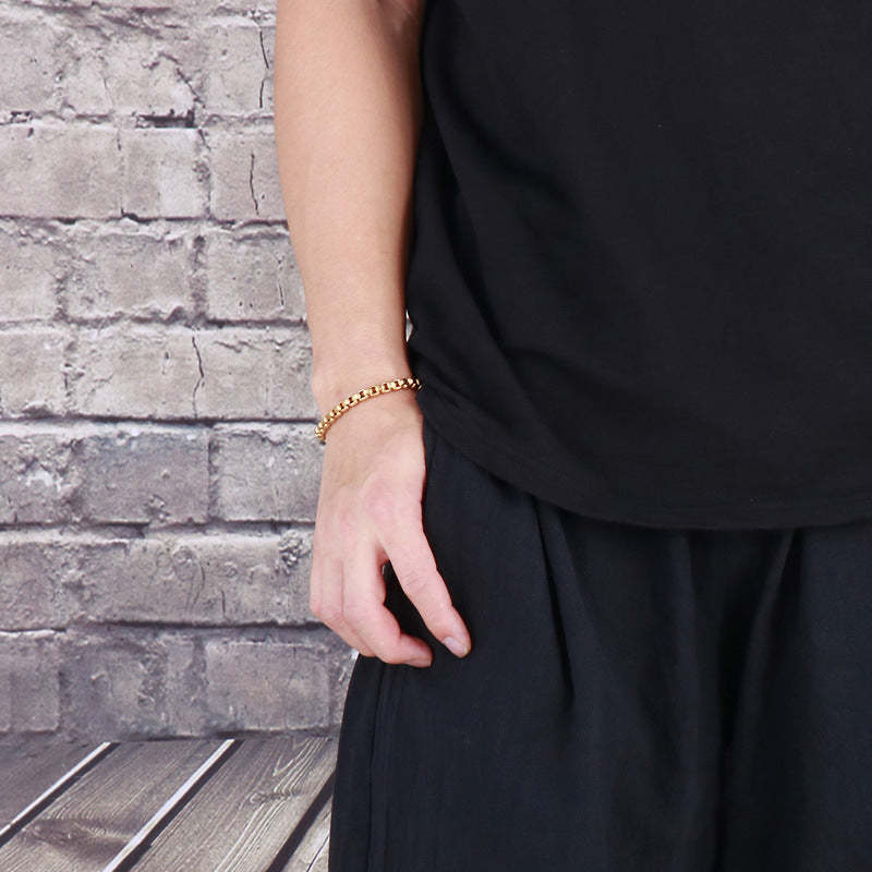 Simple Square Pearl Titanium Steel Bracelet