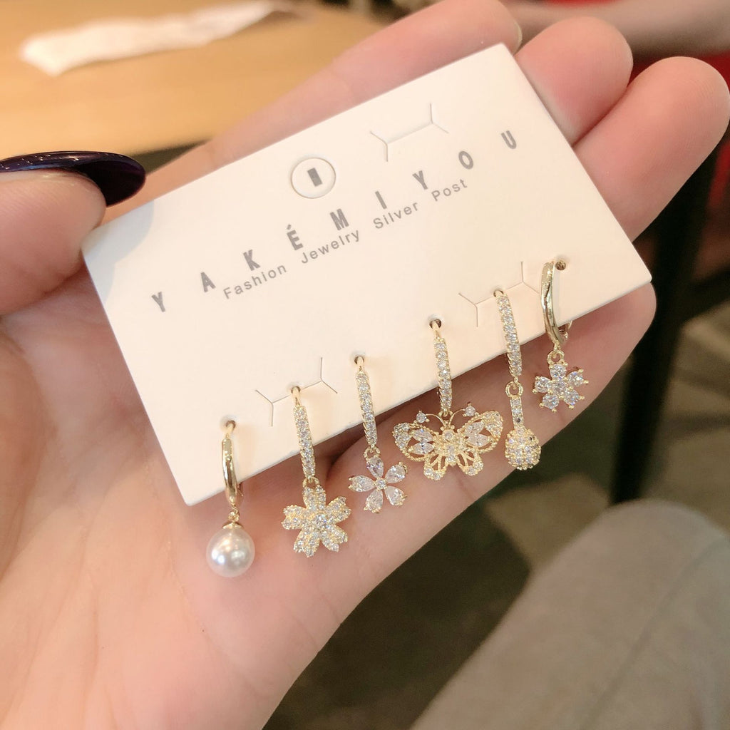 Butterfly daisy flower earrings