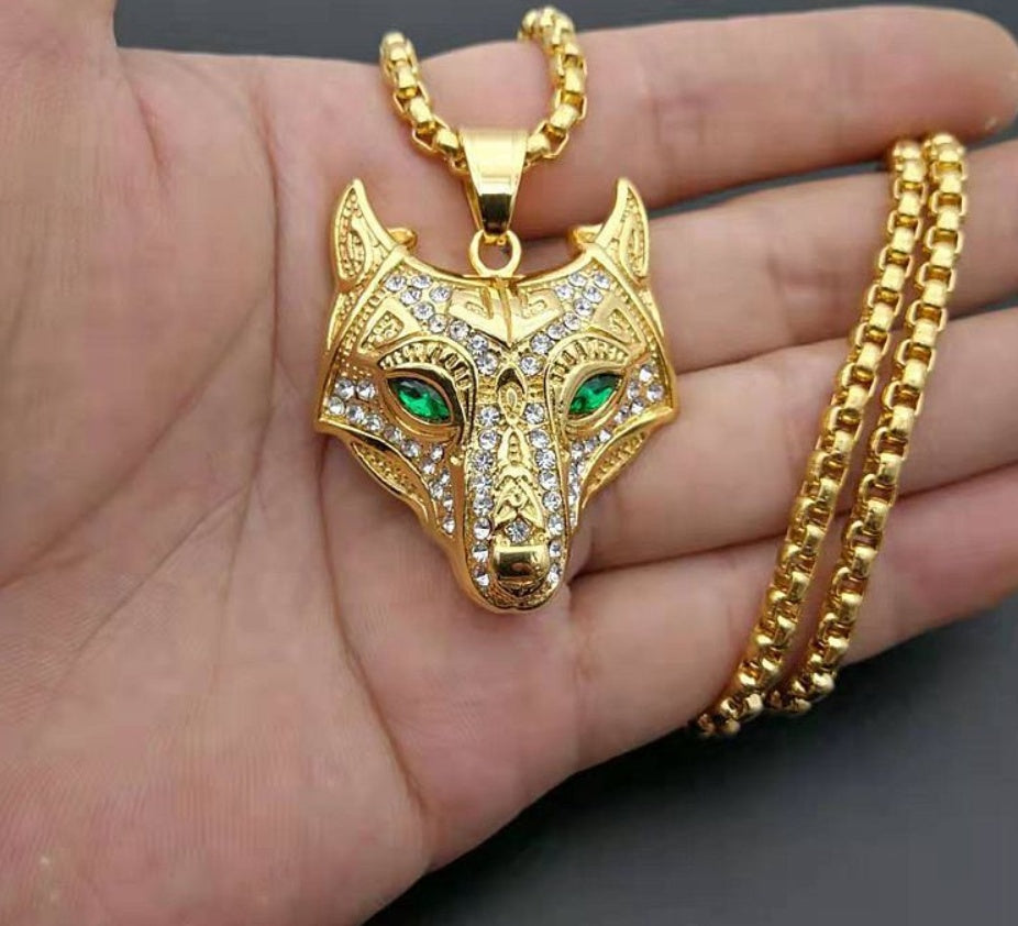 Viking Wolf Head Necklace