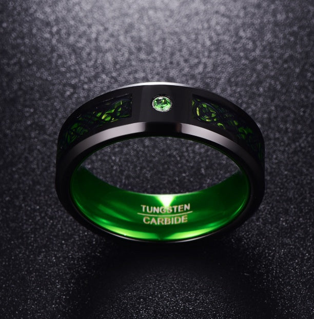 Matte Green Zircon Men Ring