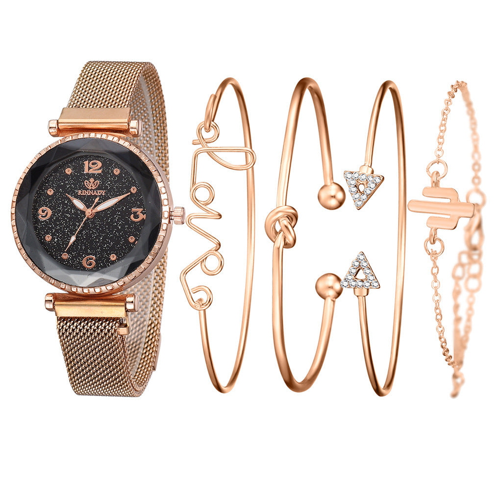 Women Watches Starry Sky Magnet Buckle Fashion Bracelet Wristwatch Roman Numeral Simple Clock