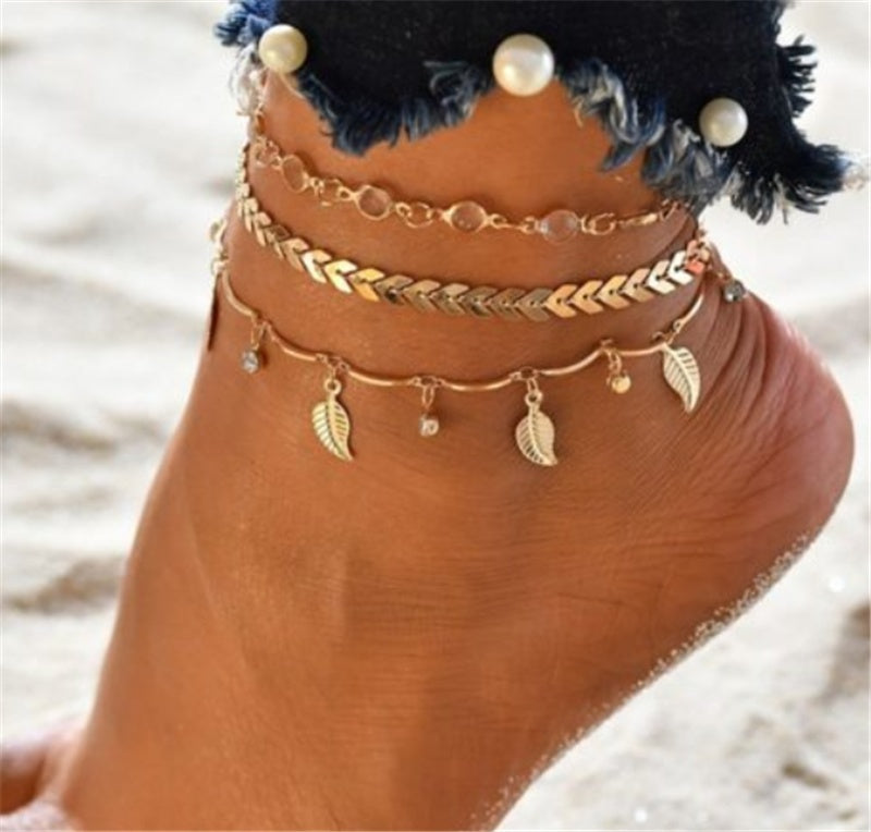 Popular Set Of Three Sets Of Fishbone Chain Crystal Double-sided