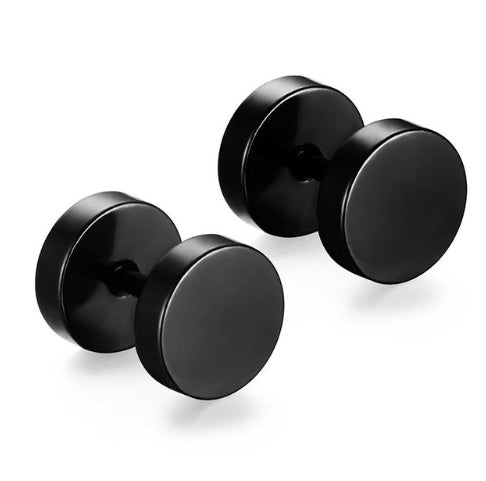 Gold Silver Black Barbell Ear Stud Piercing Earring Tunnel Punk Gothic Jewelry