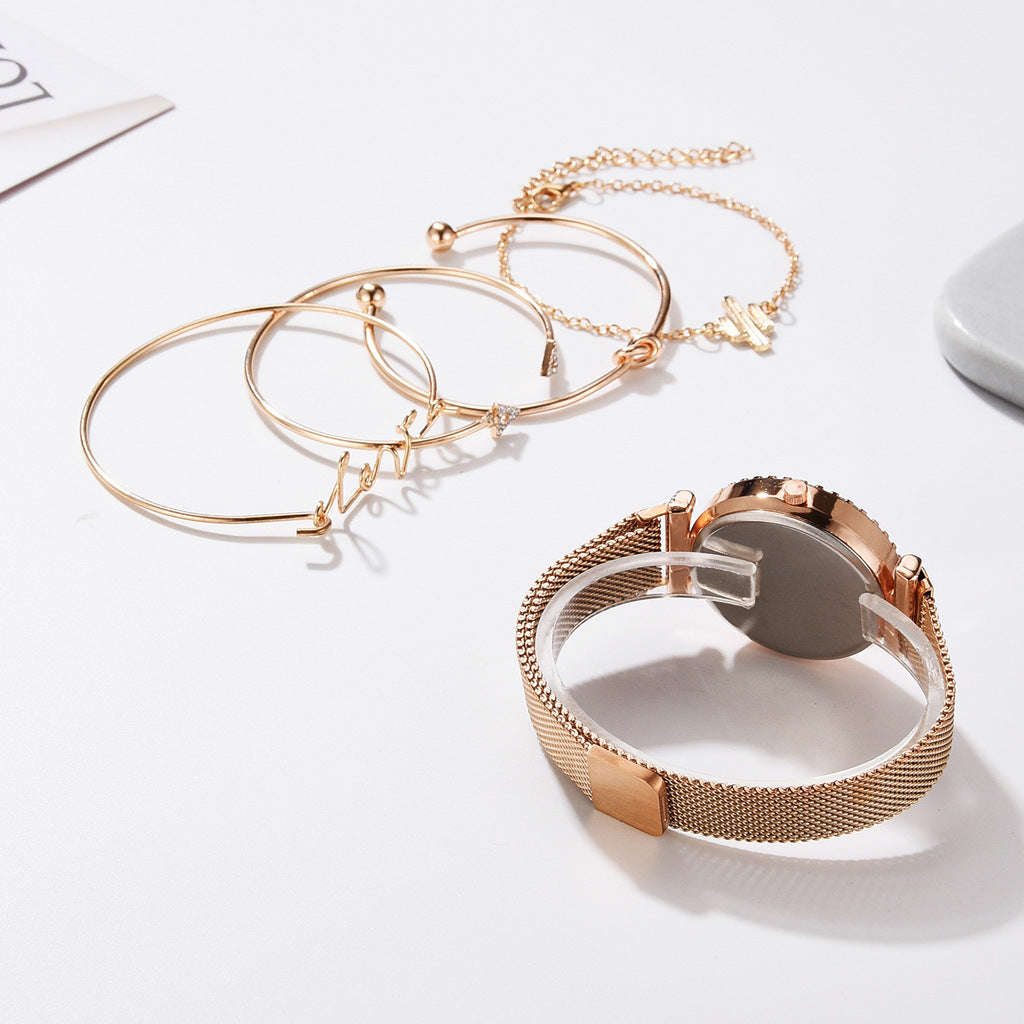 Women Watches Starry Sky Magnet Buckle Fashion Bracelet Wristwatch Roman Numeral Simple Clock