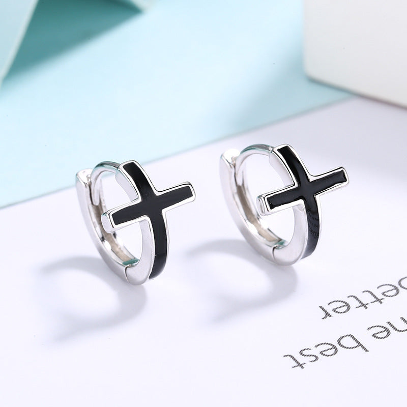 S925 Sterling Silver Cross Earrings