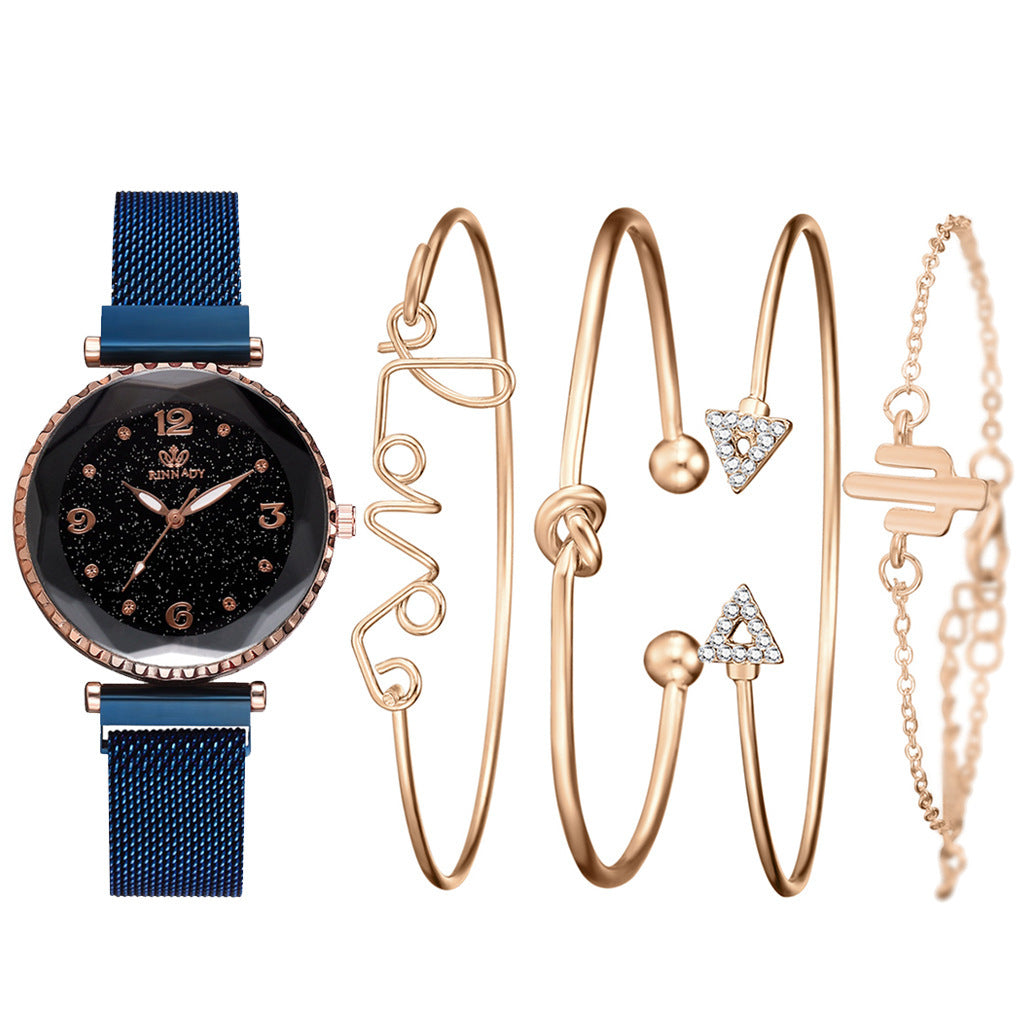 Women Watches Starry Sky Magnet Buckle Fashion Bracelet Wristwatch Roman Numeral Simple Clock