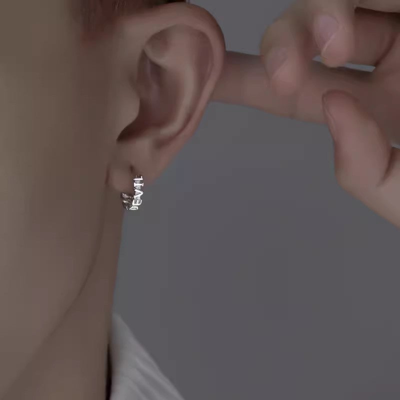 Sterling Silver Devil English Chain Earrings