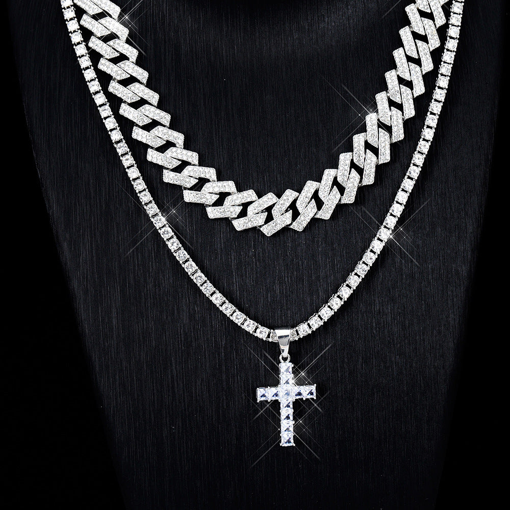 Zircon Cross Pendant Necklace