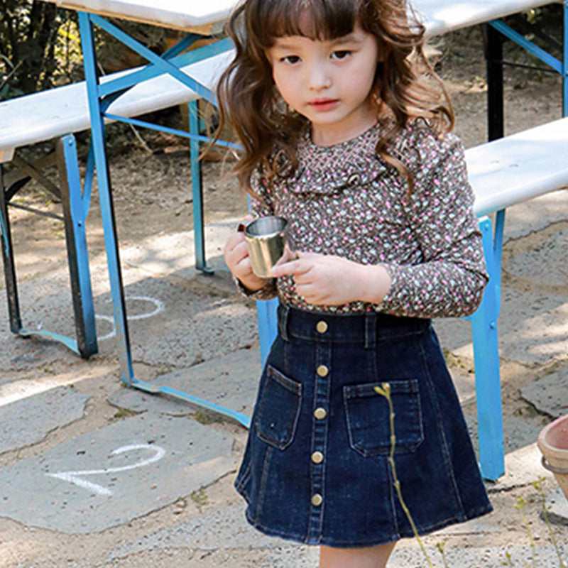 Lotus Collar Floral Cotton Floral T-shirt