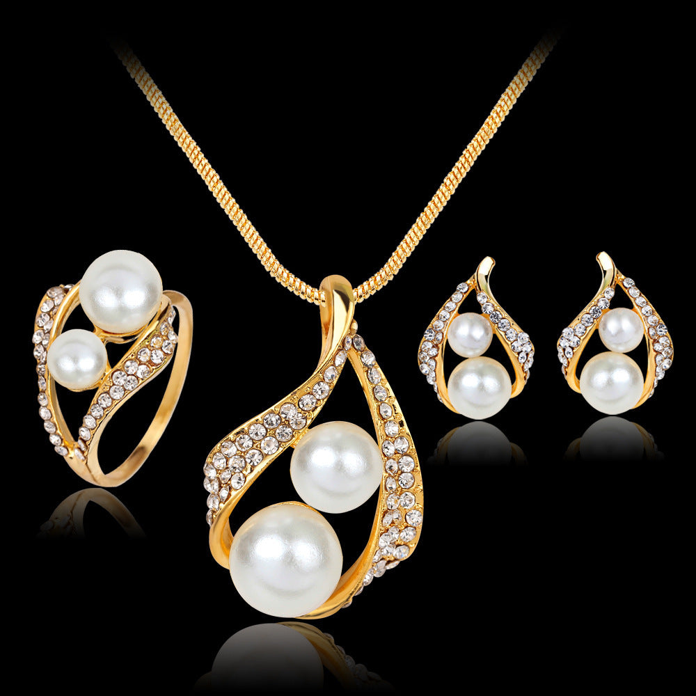 Pearls Three-piece Set Of Earrings Necklaces  Rings
