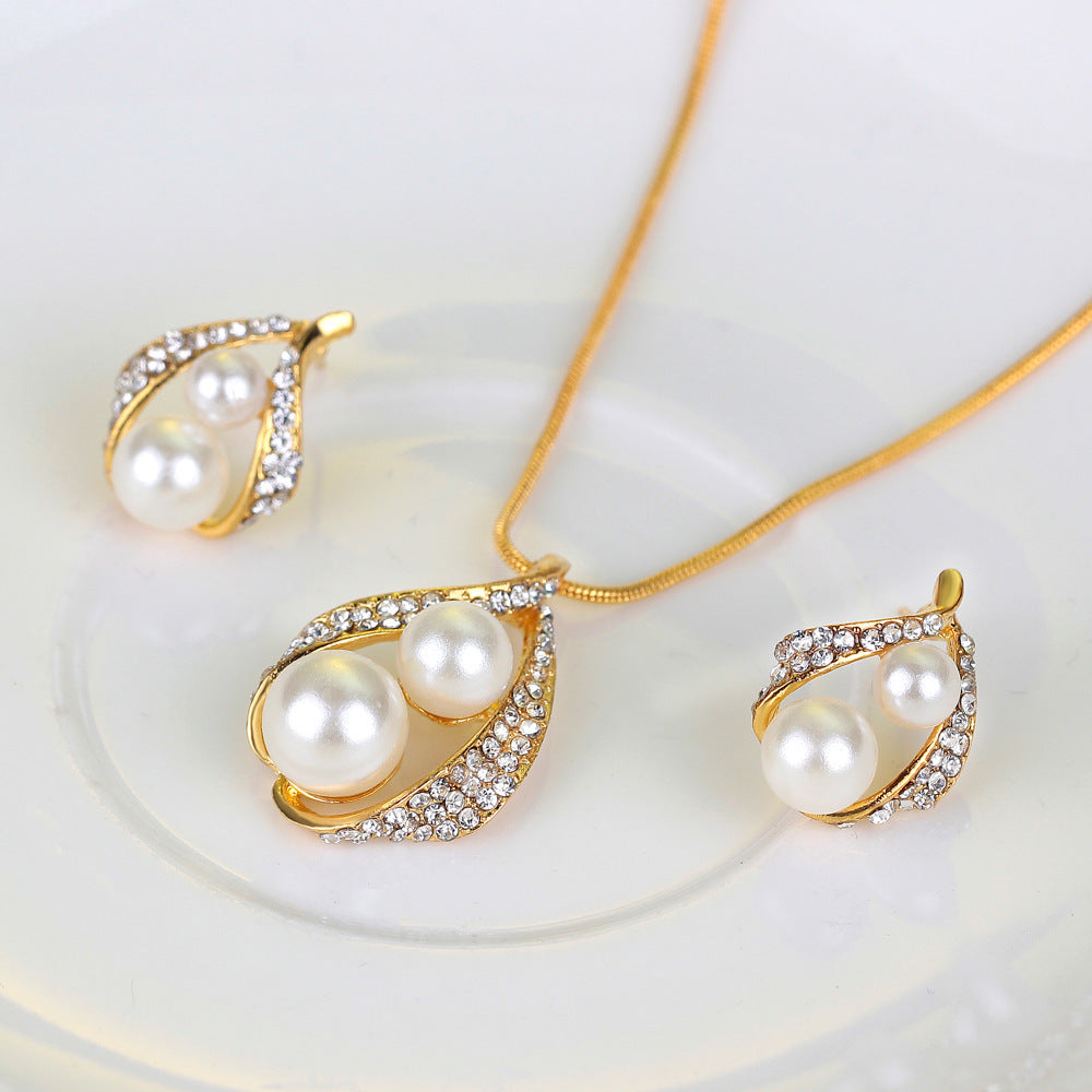 Pearls Three-piece Set Of Earrings Necklaces  Rings