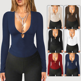 Deep V-neck Hollow
