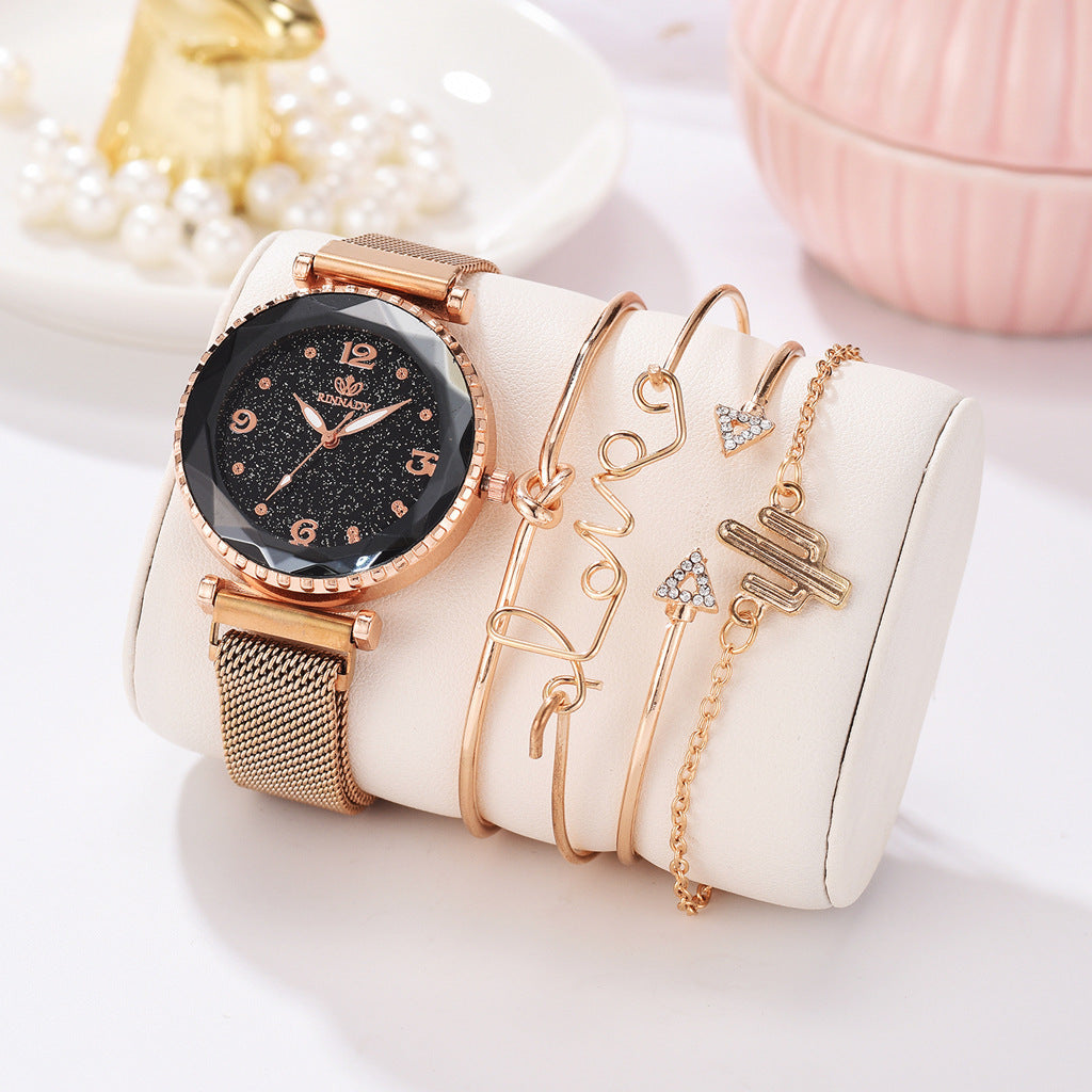 Women Watches Starry Sky Magnet Buckle Fashion Bracelet Wristwatch Roman Numeral Simple Clock