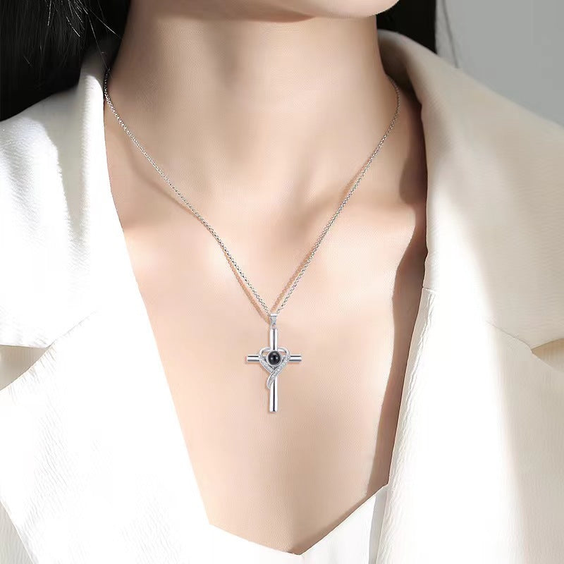 Love Cross Pendant Necklace Memorial Jewelry