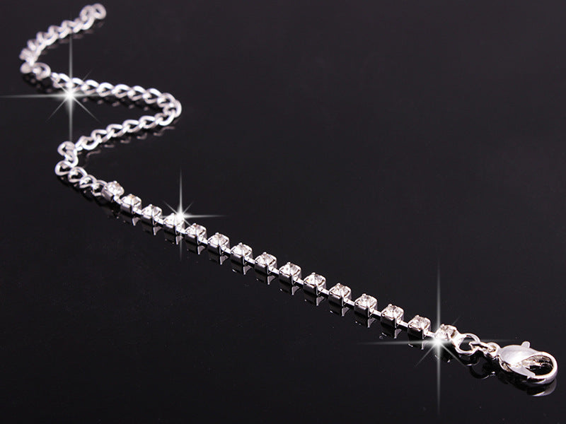 4 Pieces Rhinestones Necklace Set With Earrings Ring And Bracelet Fashion Jewelry