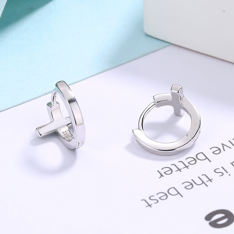 S925 Sterling Silver Cross Earrings