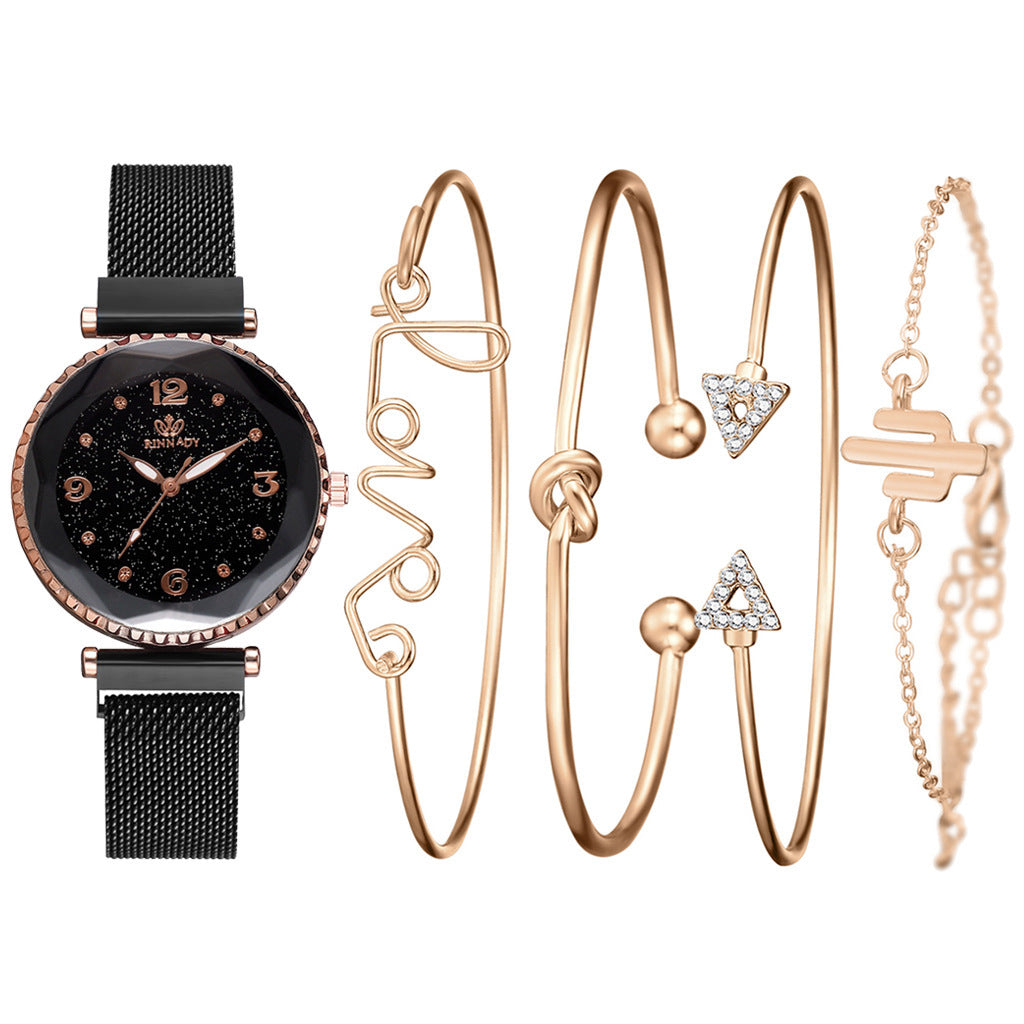 Women Watches Starry Sky Magnet Buckle Fashion Bracelet Wristwatch Roman Numeral Simple Clock