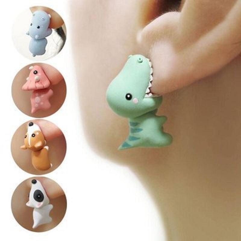 Cute Animal Bite Earring Dinosaur Stud Suitable
