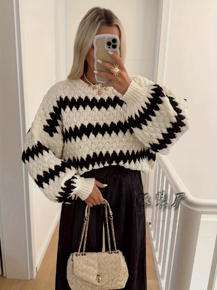 Women's Knitted Pullover Striped Loose Sweater