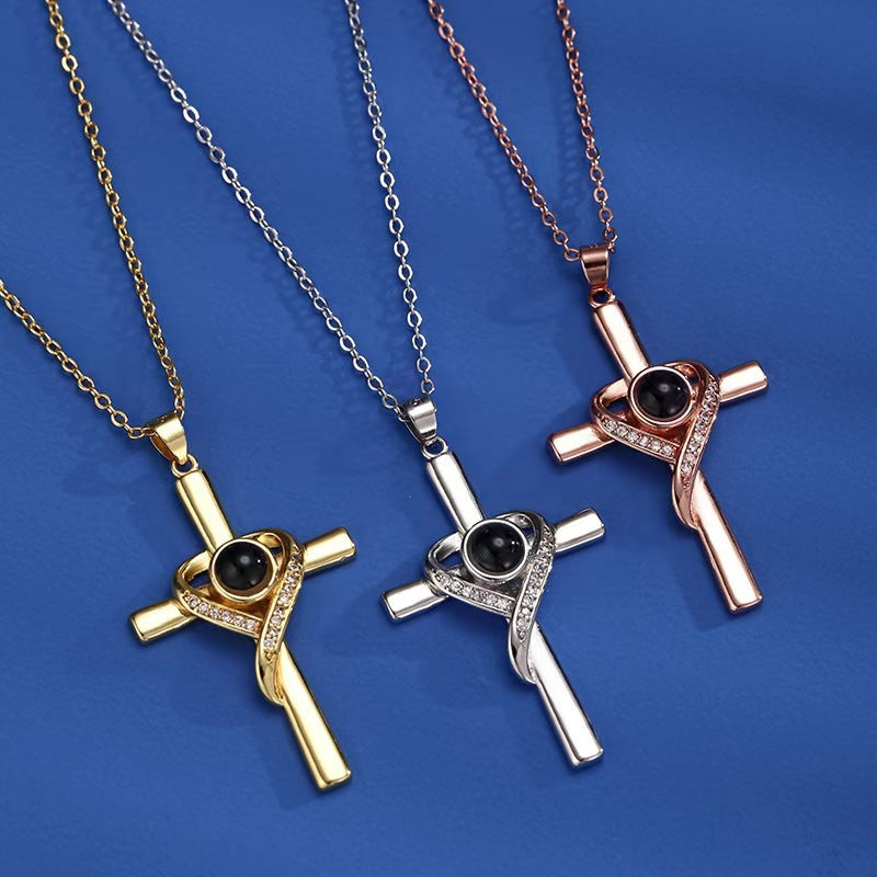 Love Cross Pendant Necklace Memorial Jewelry