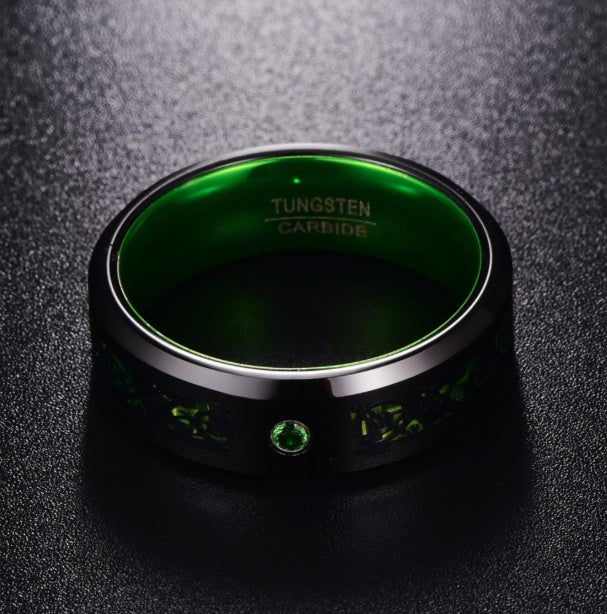 Matte Green Zircon Men Ring