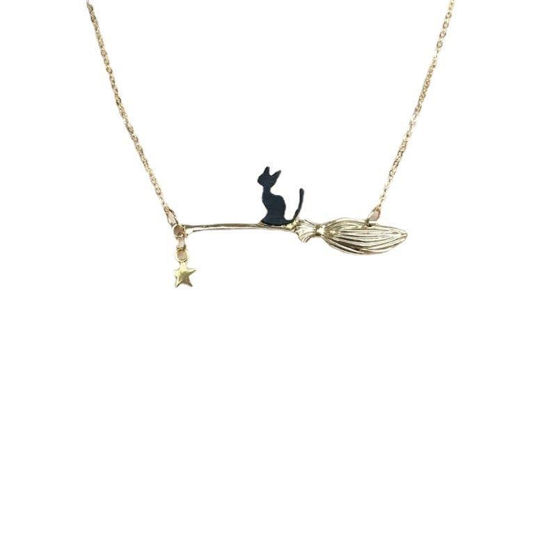 Halloween Ornaments Black Cat Necklace