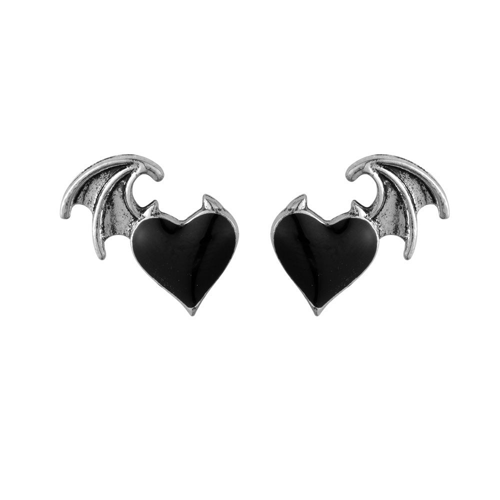Personalized Dripping Wings Peach Heart Stud Earring