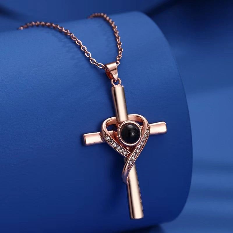Love Cross Pendant Necklace Memorial Jewelry
