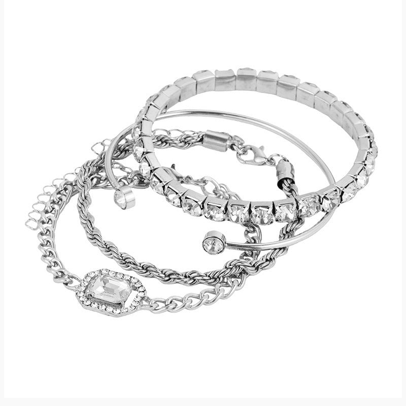Fashion Jewelry 4 Pcs Crystal Bracelet Set Bohemian Design