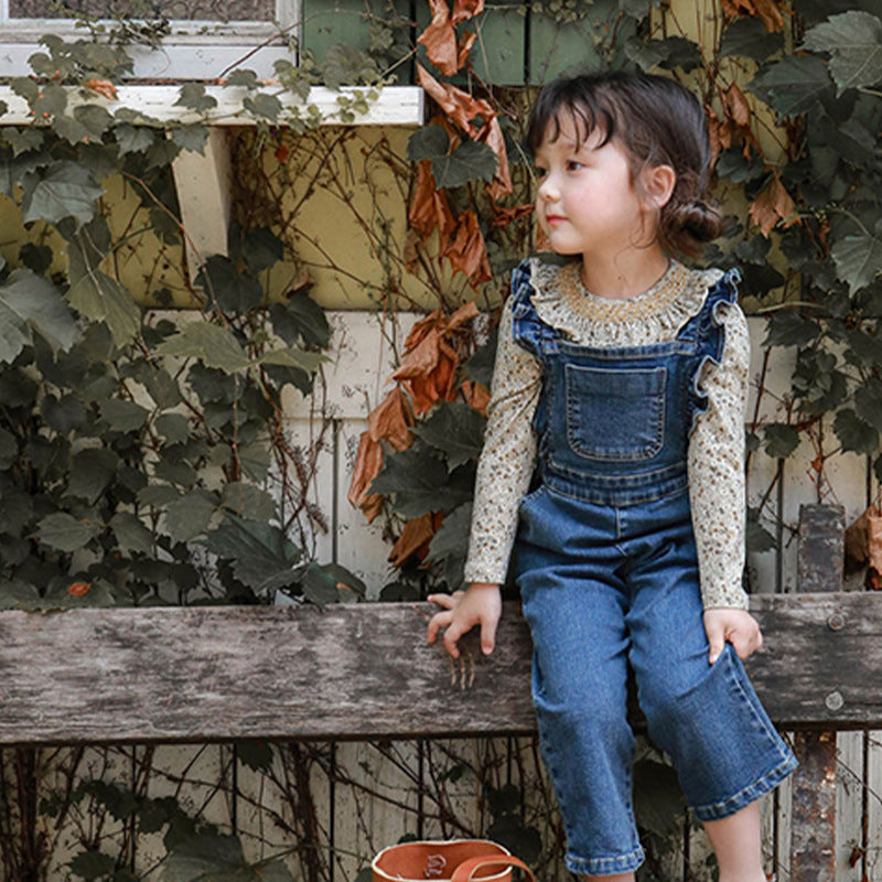 Lotus Collar Floral Cotton Floral T-shirt