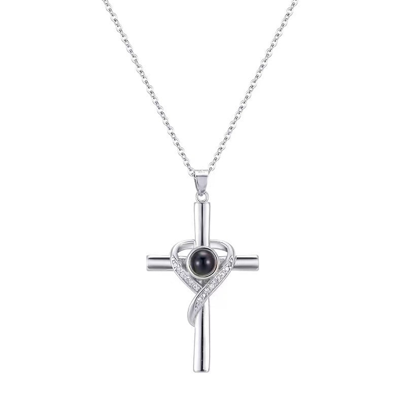 Love Cross Pendant Necklace Memorial Jewelry