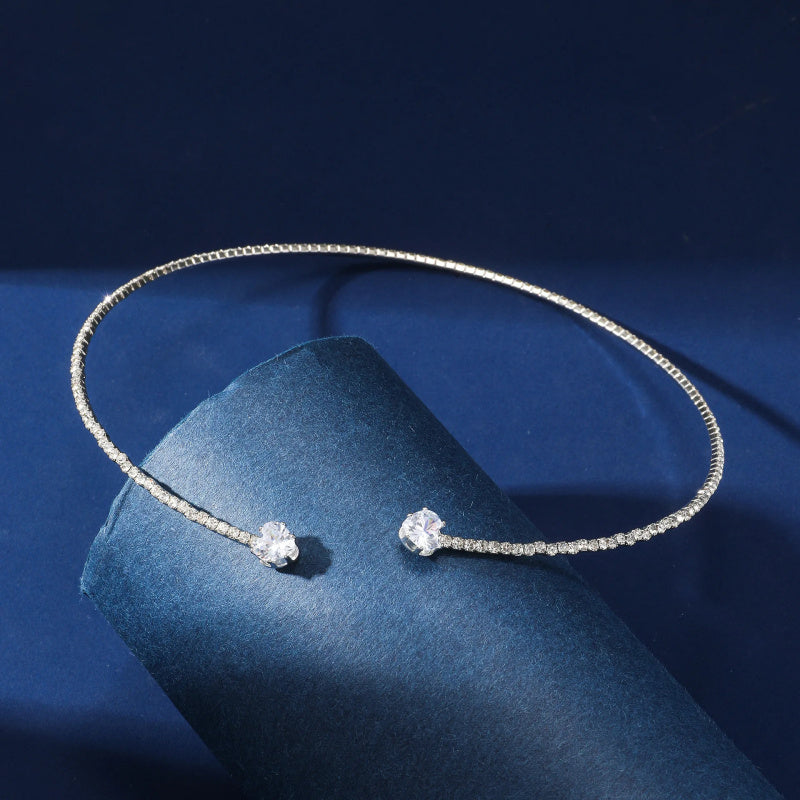 Silver Color Simple Open Collar Necklace Torques