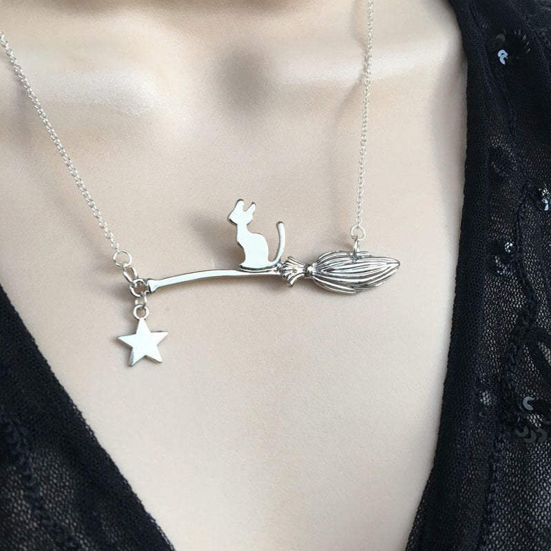 Halloween Ornaments Black Cat Necklace