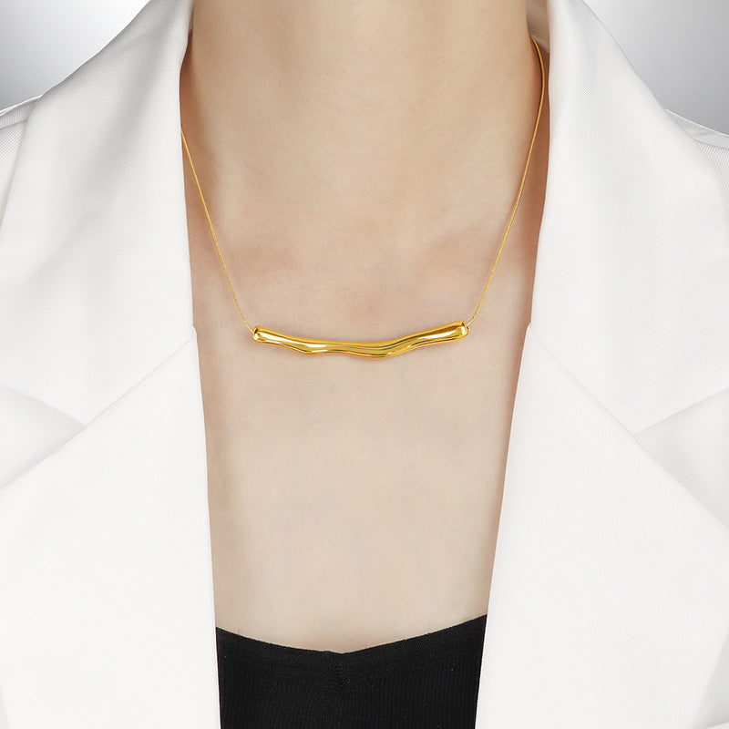 Irregular Pleated Necklace Titanium