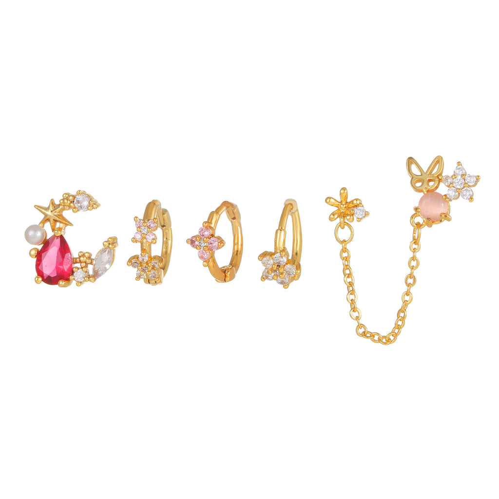 Silver Needle Simple And Small Earring Set