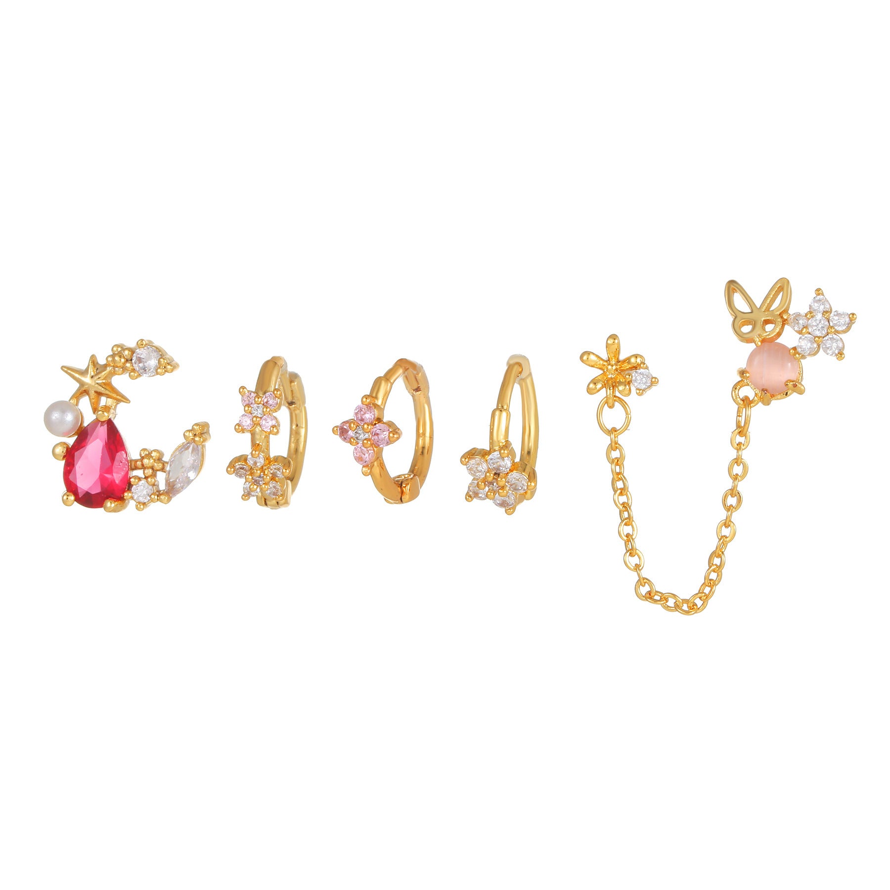 Silver Needle Simple And Small Earring Set