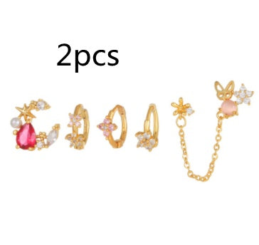 Silver Needle Simple And Small Earring Set