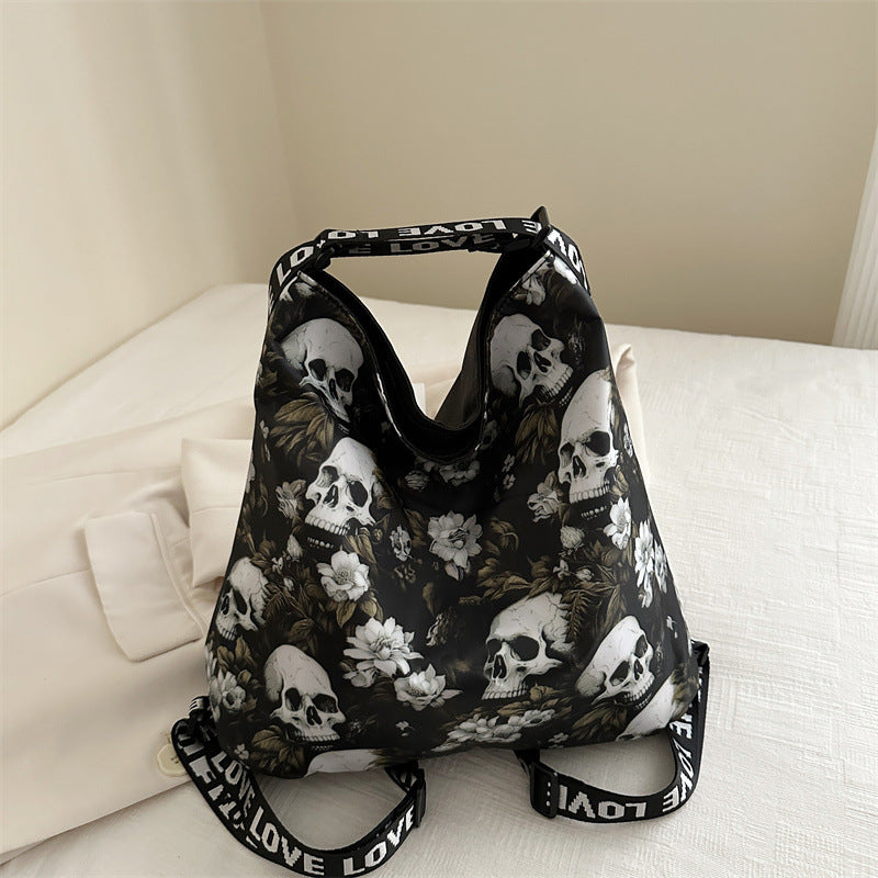 Skull Personality Large Capacity Nylon Shoulder Bag