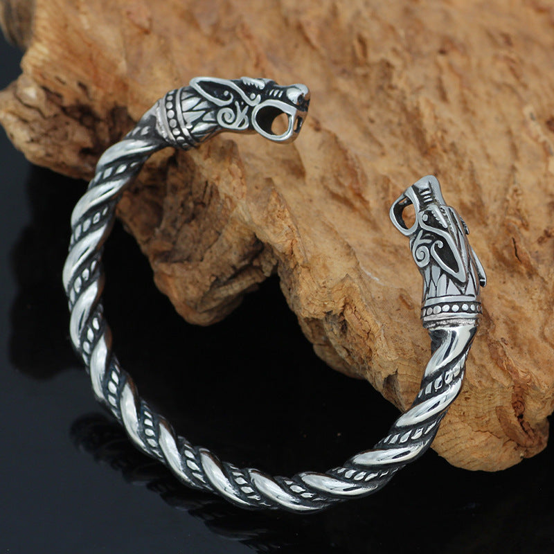Retro Double-headed Dragon Solid Bracelet