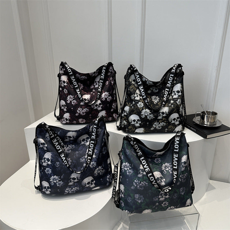 Skull Personality Large Capacity Nylon Shoulder Bag