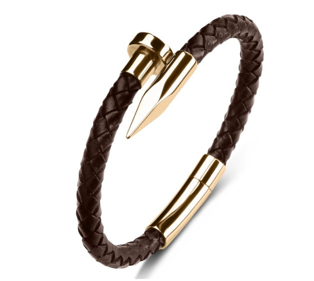 Leather Bullet Nail Bracelet