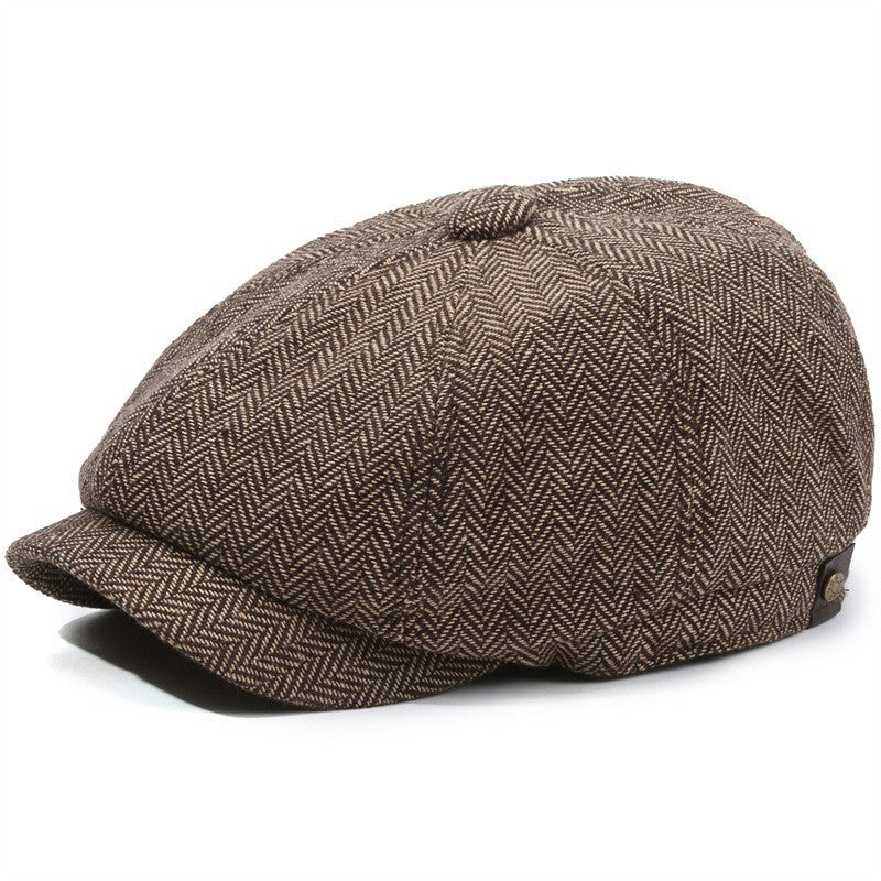 Herringbone Peaked Cap Middle-aged And Elderly Beret
