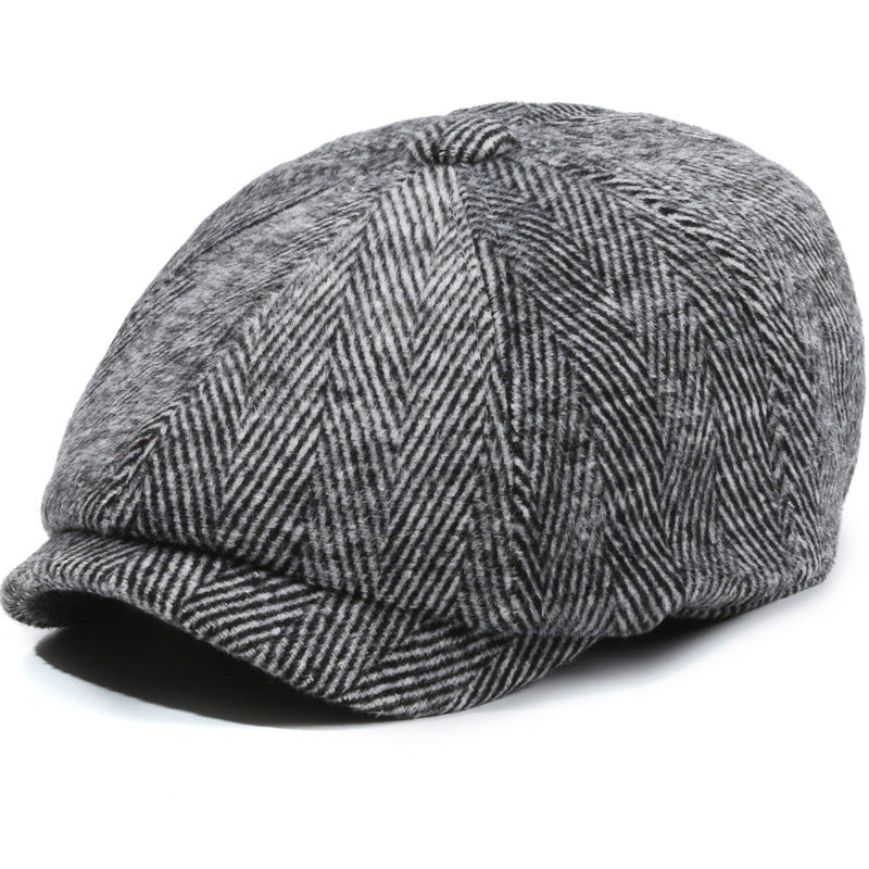 Herringbone Peaked Cap Middle-aged And Elderly Beret