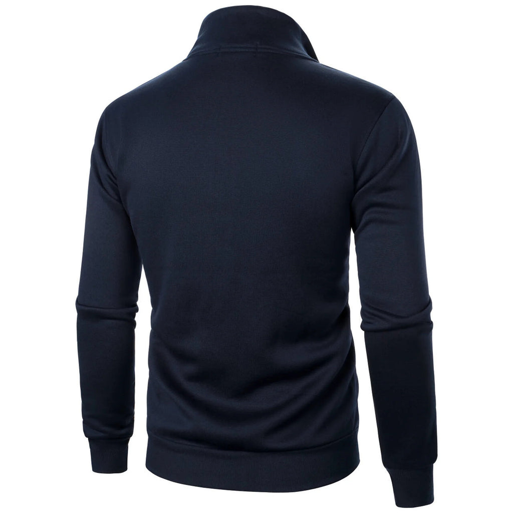 Zipper Fleece-lined Thickened Threaded Cuff Casual Sweatshirt