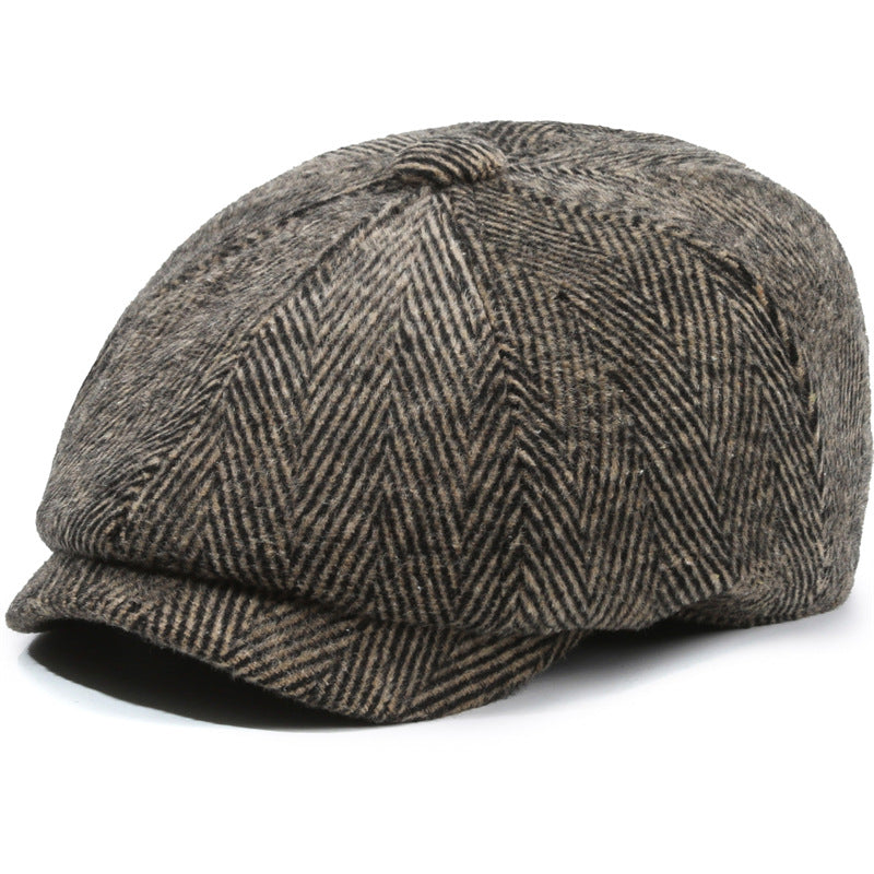Herringbone Peaked Cap Middle-aged And Elderly Beret