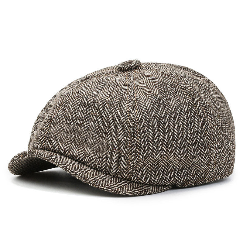 Herringbone Peaked Cap Middle-aged And Elderly Beret