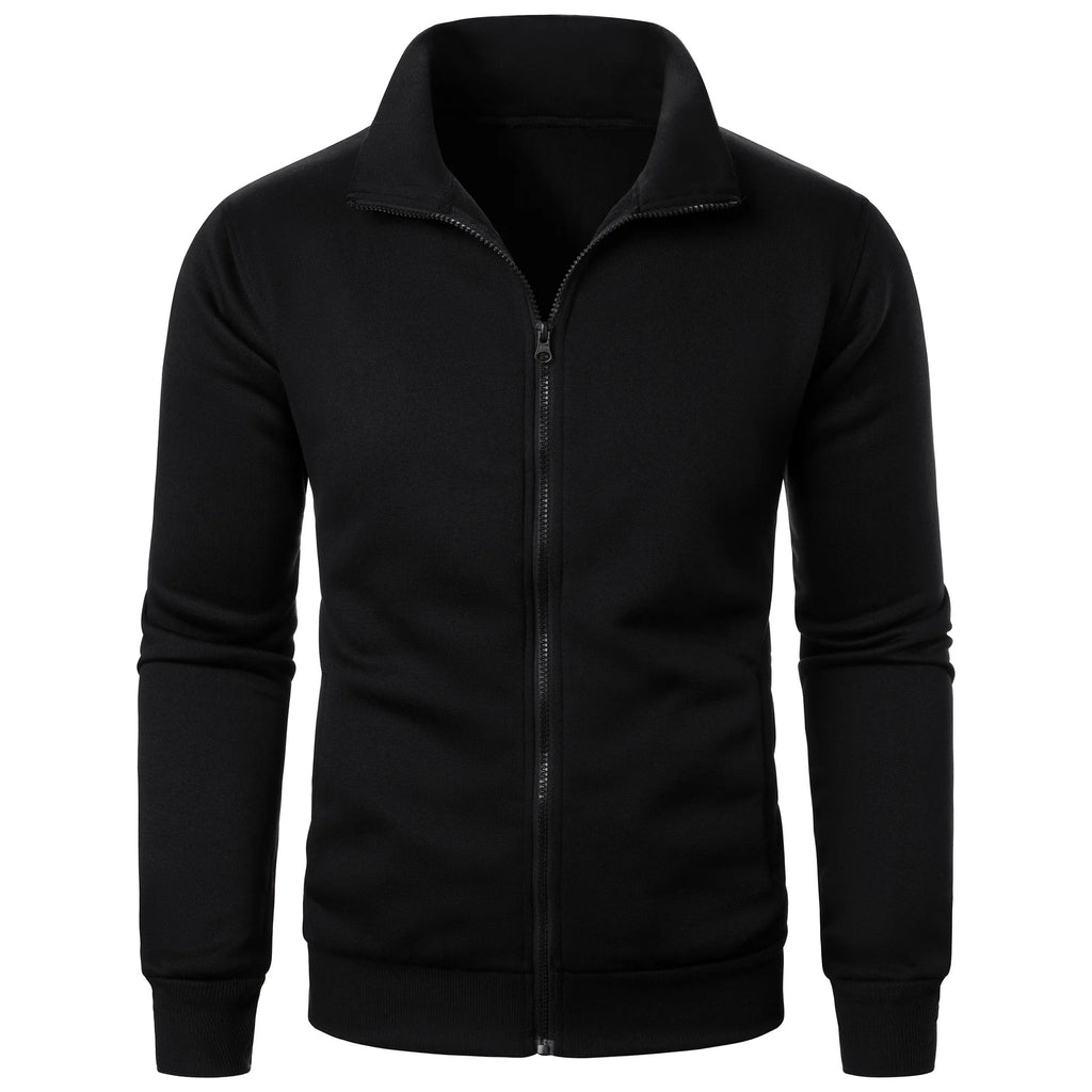 Zipper Fleece-lined Thickened Threaded Cuff Casual Sweatshirt