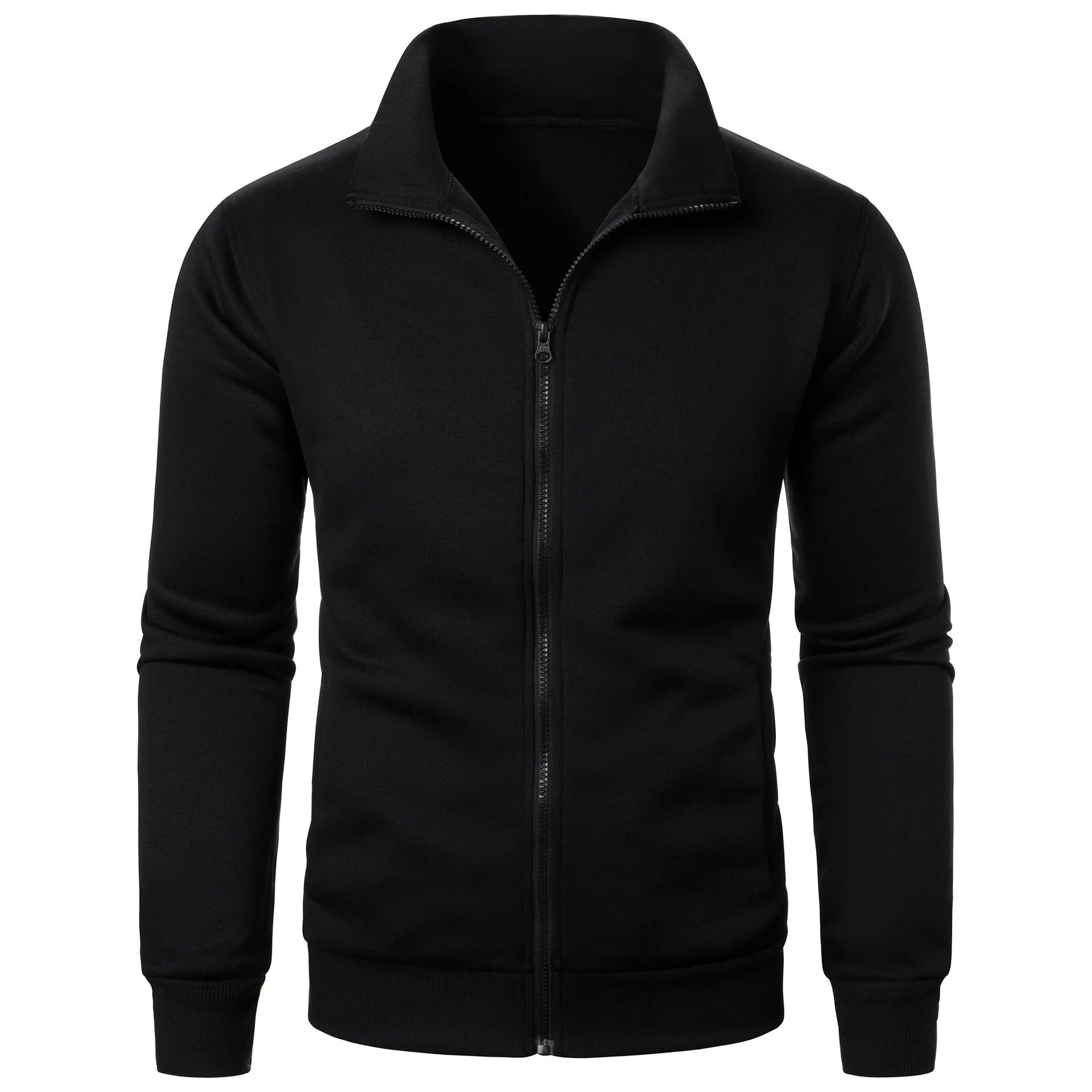 Zipper Fleece-lined Thickened Threaded Cuff Casual Sweatshirt