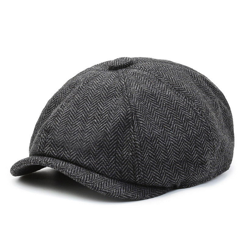 Herringbone Peaked Cap Middle-aged And Elderly Beret